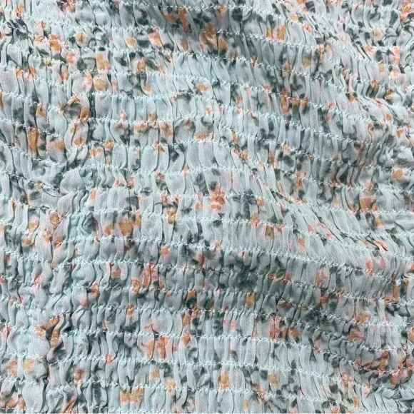Roll’n Deep Clothing Company BlueishGreen Smocked  Ballon Sleeves Floral Dress L - Picture 9 of 13